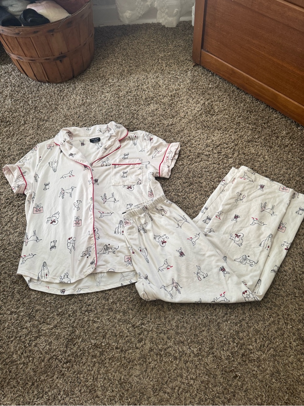 kate spade Short-Sleeve Dog-Print Pajama Set